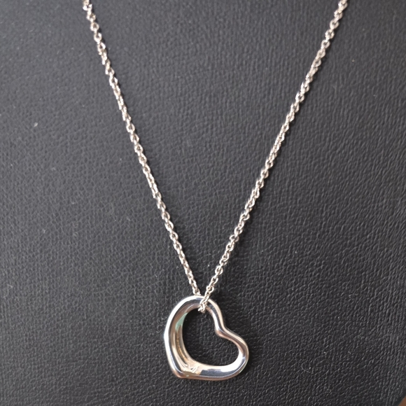 Tiffany & Co Sterling Silver Elsa Paretti Open Heart Necklace - Picture 2 of 5
